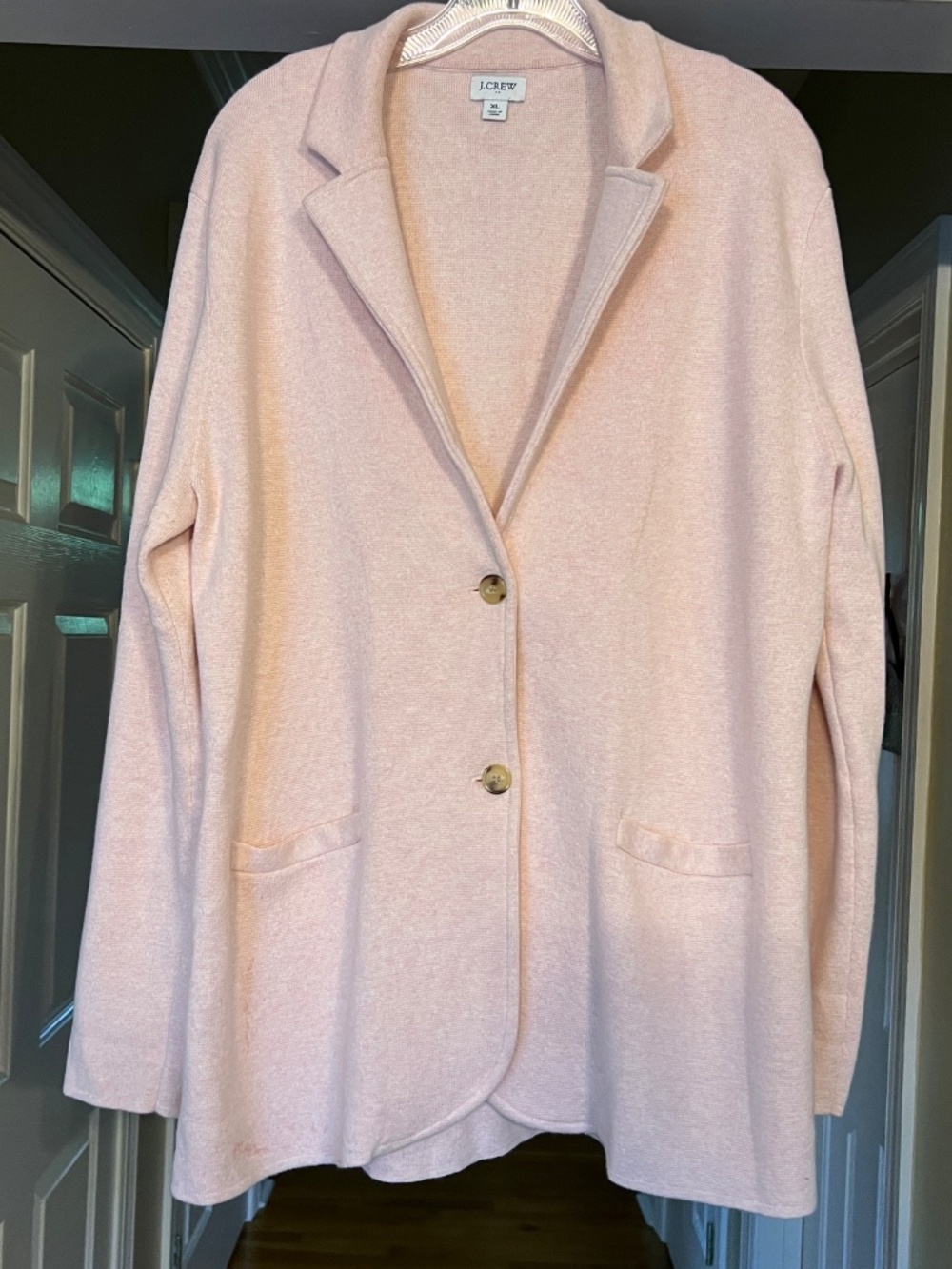 EUC J.Crew Factory Quartz Pink Knit Sweater Blazer Jacket Size XL - Picture 3 of 3